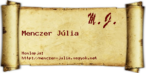 Menczer Júlia névjegykártya