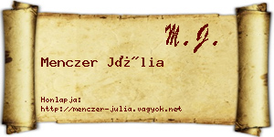 Menczer Júlia névjegykártya